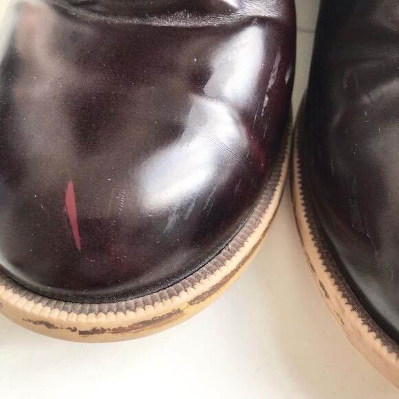 Zara wine faux leather chelsea boots VGUC - small scuff size 35 (3 youth) - Picture 6 of 8